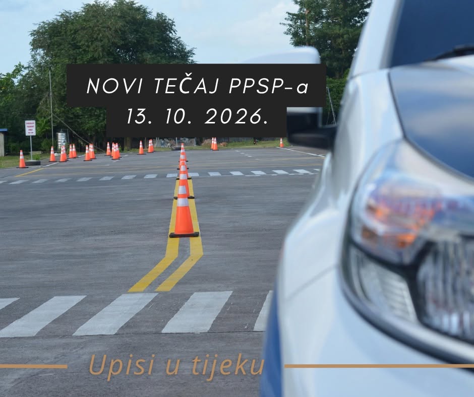 Novi tečaj PPSP-a 13. 10. 2026. — poligon s čunjevima, nastava u autoškoli Belaks